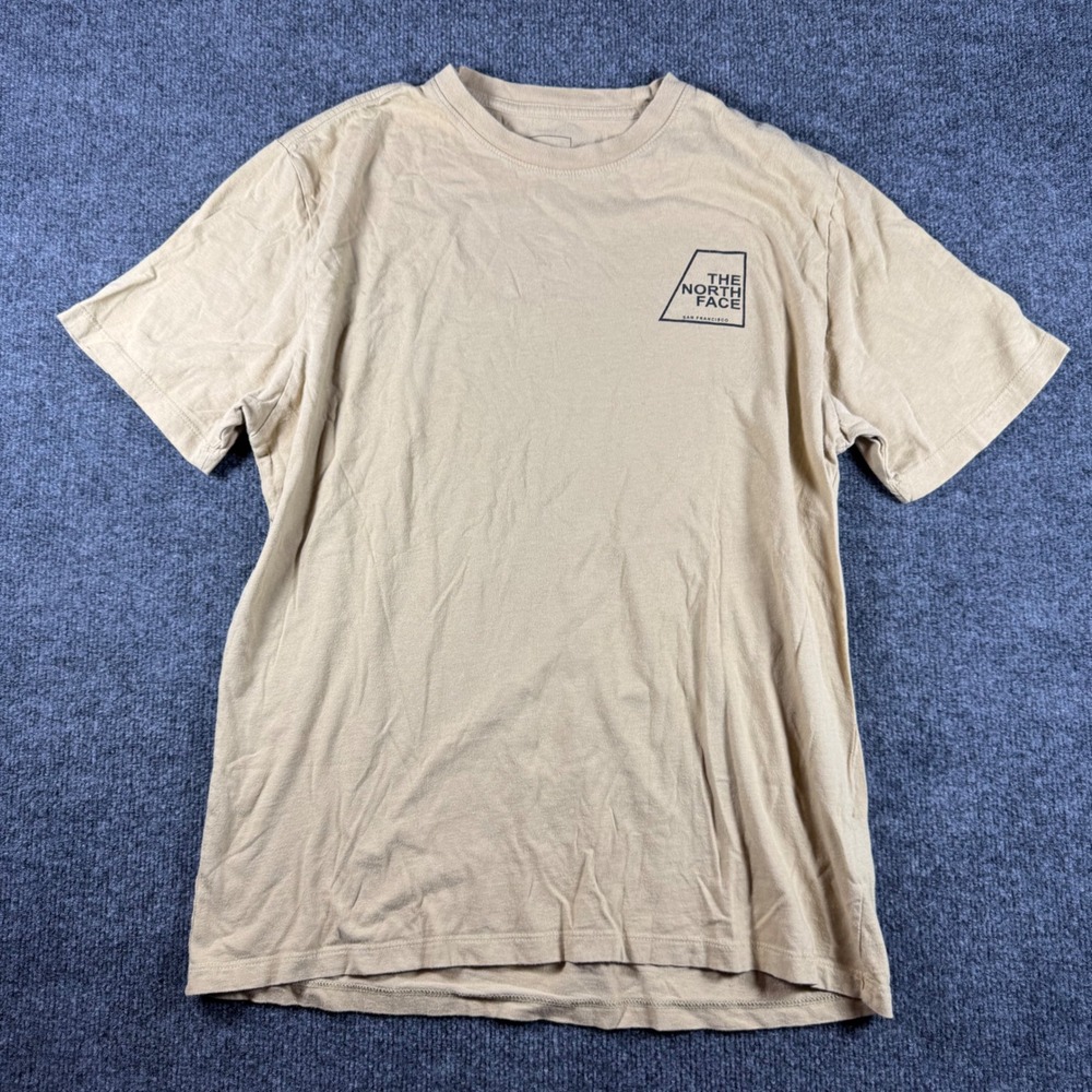 The North Face Mens Tan Khaki Circular Design Graphic Logo T-Shirt Large